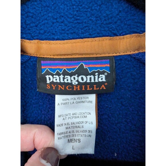 Patagonia Synchilla Blue Vintage Men's sz L Blue - Picture 7 of 9
